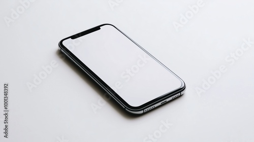 Minimalistic Modern Smartphone with Blank Screen, Sleek Design, Isolated on White Background, High-Resolution Close-Up.