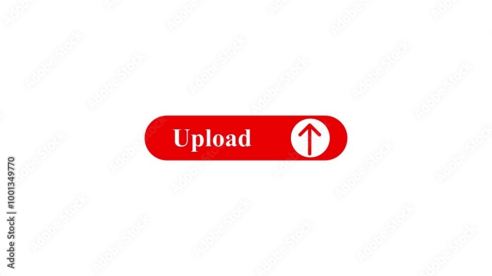 Red upload button icon animation, upload sign icon, Upload click button, upload menu Icon. 4k with red background Red upload button icon animation, upload sign icon, Upload click button, upload menu Icon. 4k with red background