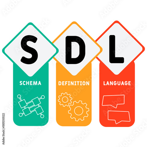 sdl - schema definition language  acronym. business concept background. vector illustration concept with keywords and icons. lettering illustration with icons for web banner, flyer, landing