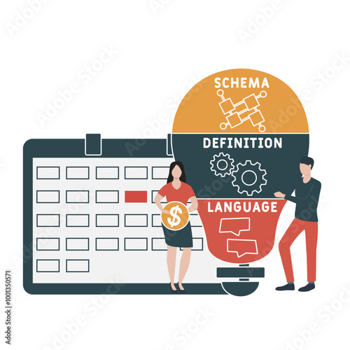 sdl - schema definition language  acronym. business concept background. vector illustration concept with keywords and icons. lettering illustration with icons for web banner, flyer, landing