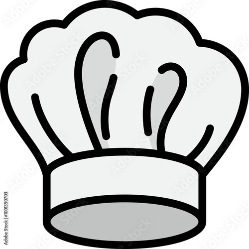 chef hat or toque for wearing cooking food filled outline icon
