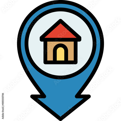home location or house address for the pin or maker in the map filled outline icon