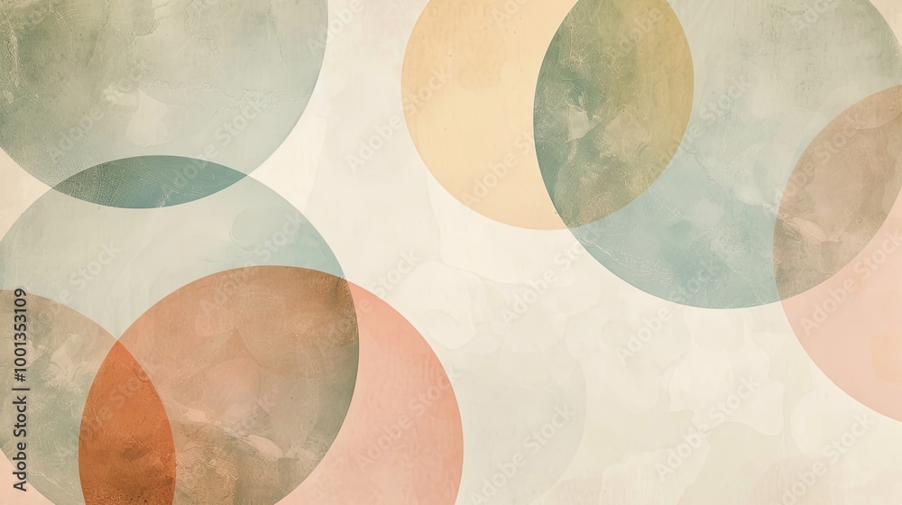 custom made wallpaper toronto digitalSerene abstract with pastel round shapes and subtle parallel lines creating rhythm