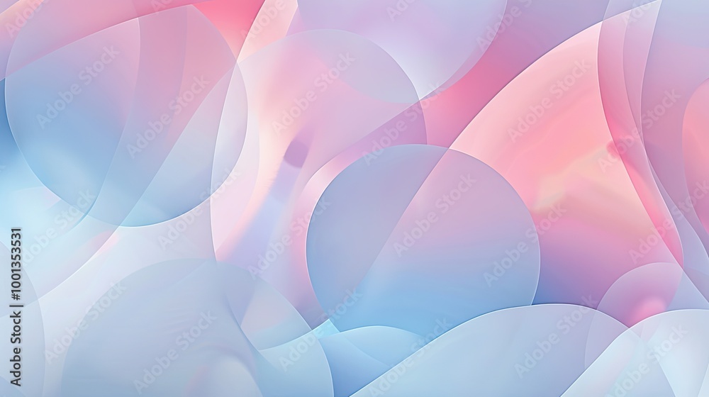 Obraz premium Abstract design with layered shapes in pinks and blues delicate curving lines