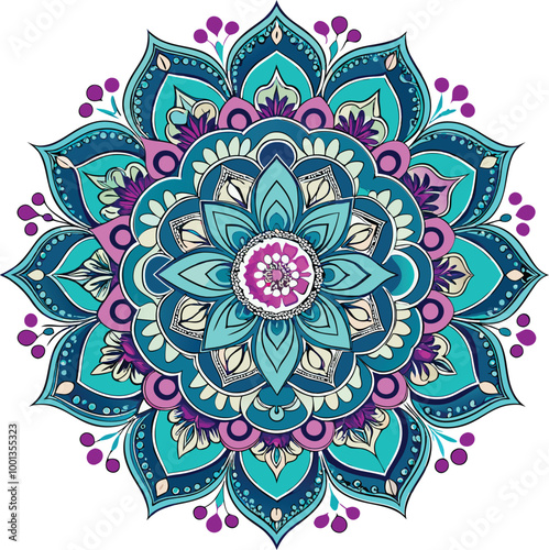 Mandala. Ethnic decorative element. Hand drawn backdrop. Islam, Arabic, Indian, ottoman motifs.