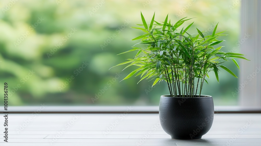 Indoor zen garden with a tall bamboo plant, soft lighting, and a water feature, bamboo zen garden, serene environment Indoor zen garden with a tall bamboo plant, soft lighting, and a water feature, bamboo zen garden, serene environment