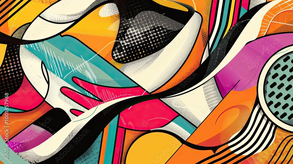 Obraz premium 70s abstract wallpaper with bright colors bold patterns and comic contours