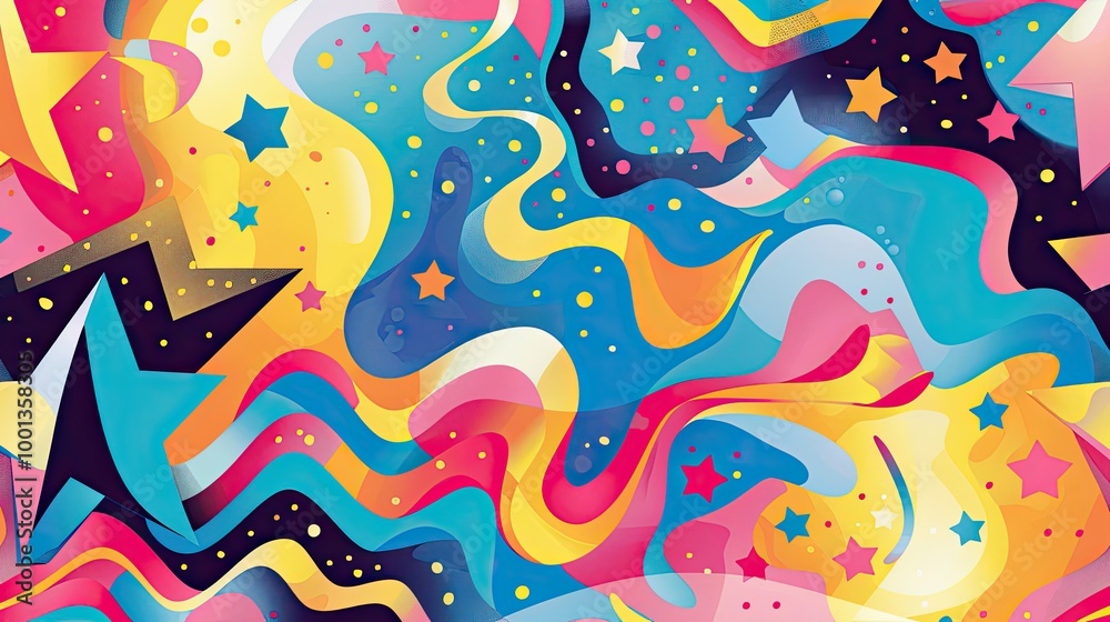 custom made wallpaper toronto digitalWallpaper with fragmented shapes vibrant gradients and comic-style contours