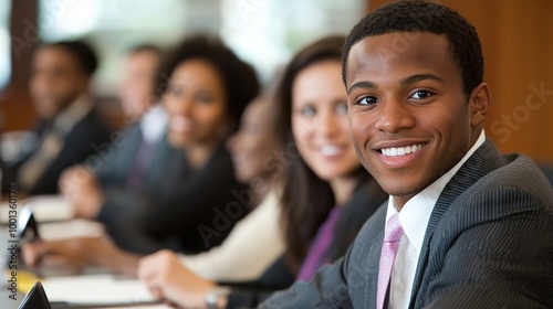 Businesspeople Engaged in Classroom Meeting Activity