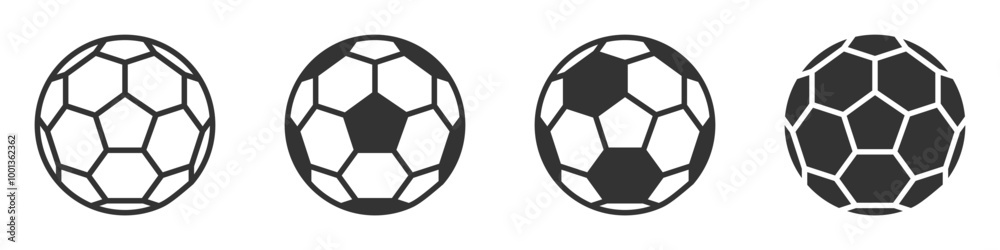 Set of soccer ball icons in different styles. Black and white vector illustration perfect for sports design projects. Set of soccer ball icons in different styles. Black and white vector illustration perfect for sports design projects.