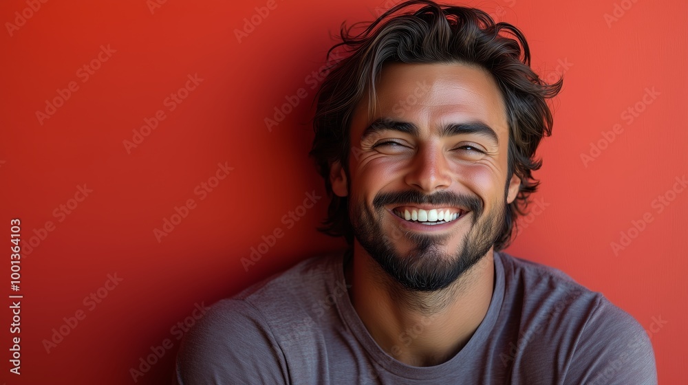 Portrait of a happy handsome man in a shirt with laughing Portrait of a happy handsome man in a shirt with laughing