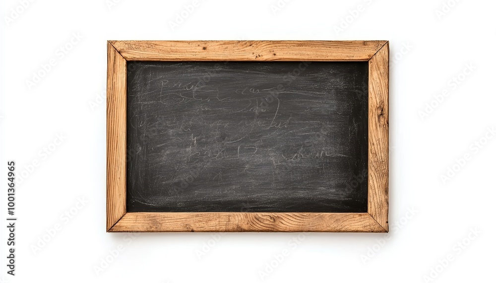 A blackboard with writing on solid white background, single object A blackboard with writing on solid white background, single object