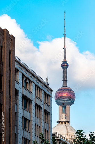 Photography China Shanghai Landmark Building, Oriental Pearl TV Tower