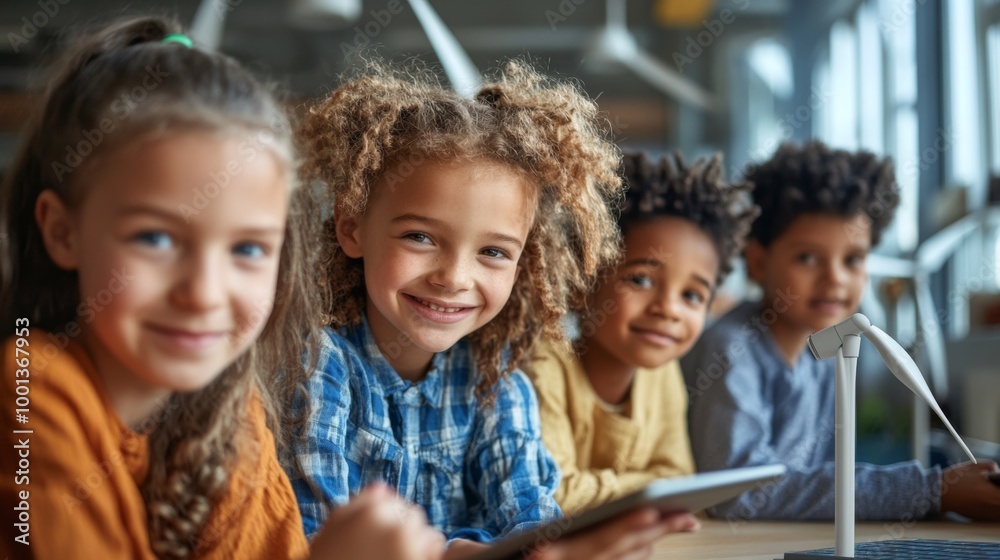 Diverse Group of Happy Children in Classroom Diverse Group of Happy Children in Classroom