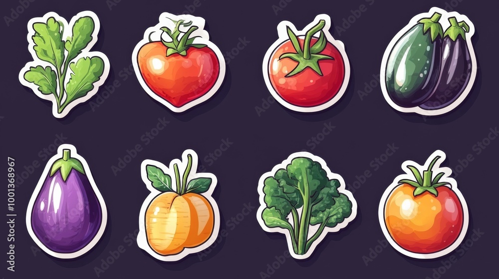 Vegetable Illustration Stickers Vegetable Illustration Stickers
