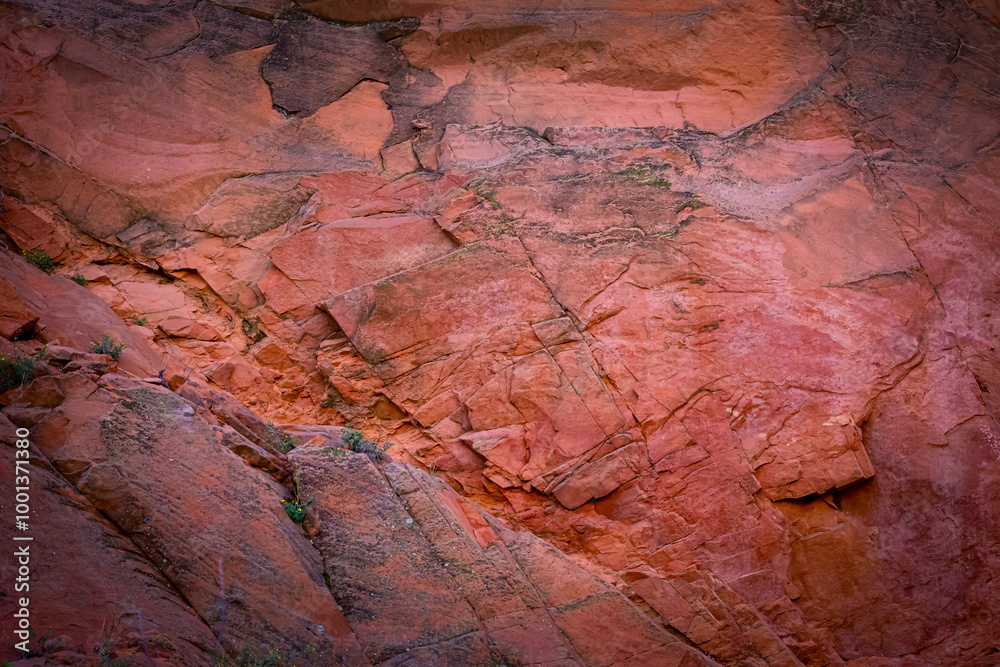 Abstract macro of layered red sandstone