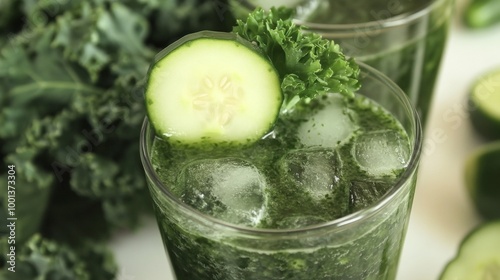 Refreshing Green Smoothie with Cucumber and Kale