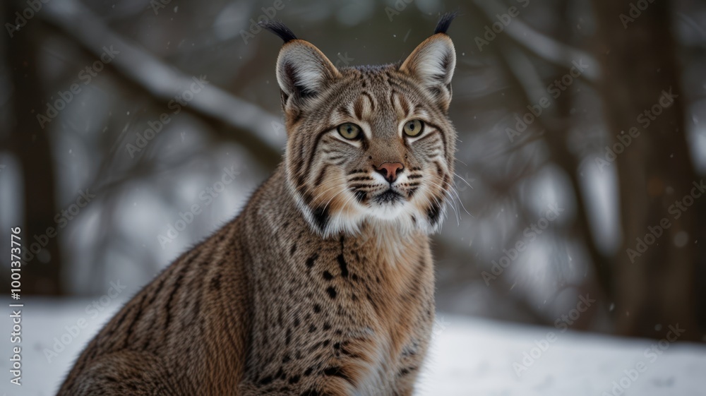 Fototapeta premium Lynx in a Snowy Forest