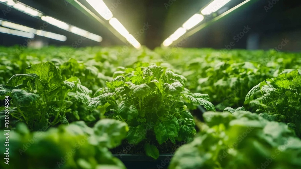 Indoor Vertical Farm with Lush Vegetable Crops Indoor Vertical Farm with Lush Vegetable Crops