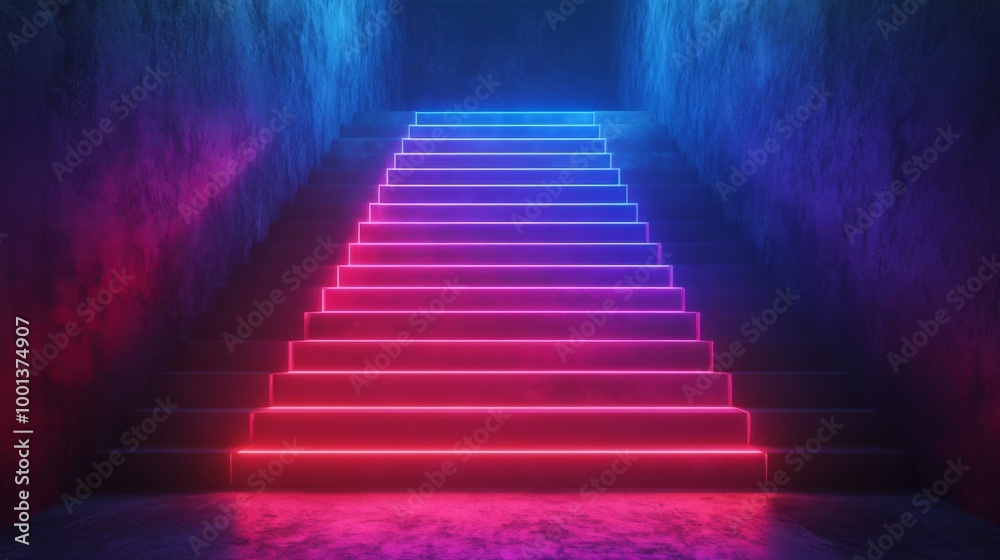 Futuristic Neon Staircase Futuristic Neon Staircase