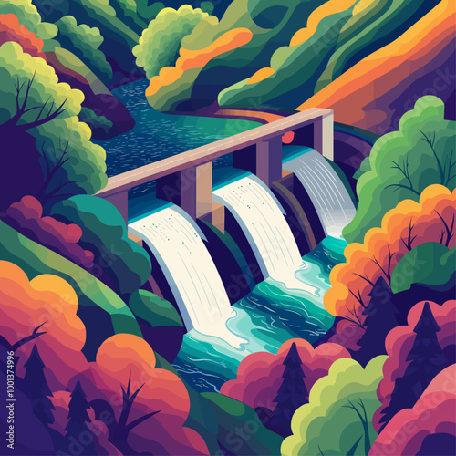 Isometric Hydroelectric Dam Renewable Energy