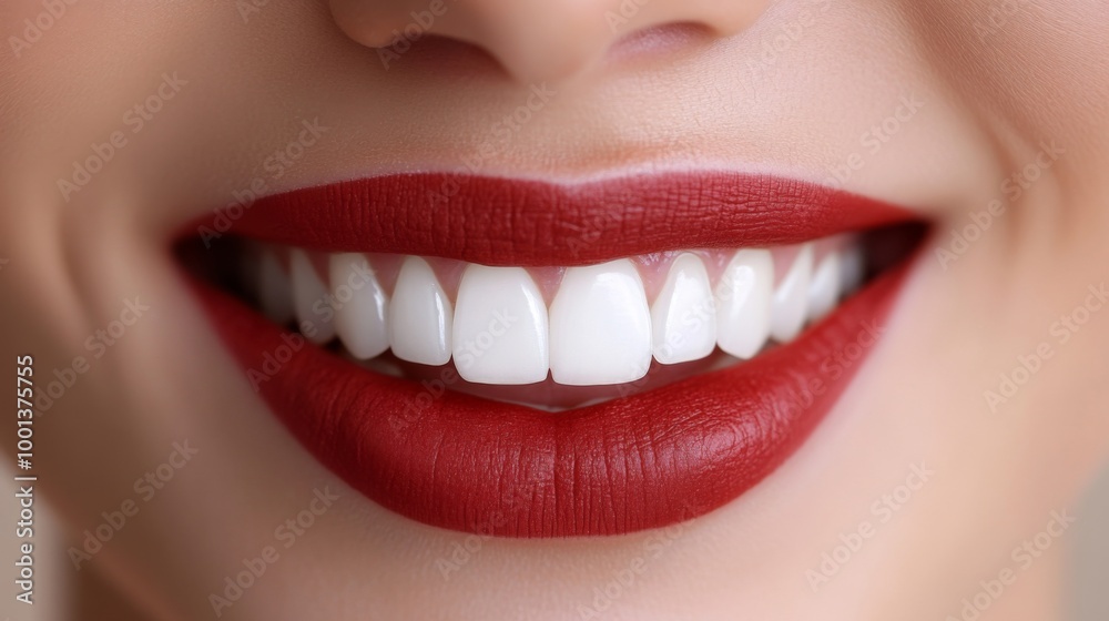 Fototapeta premium Close-up Smile with Red Lips