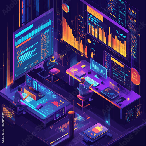 Isometric Incident Response Team Cybersecurity