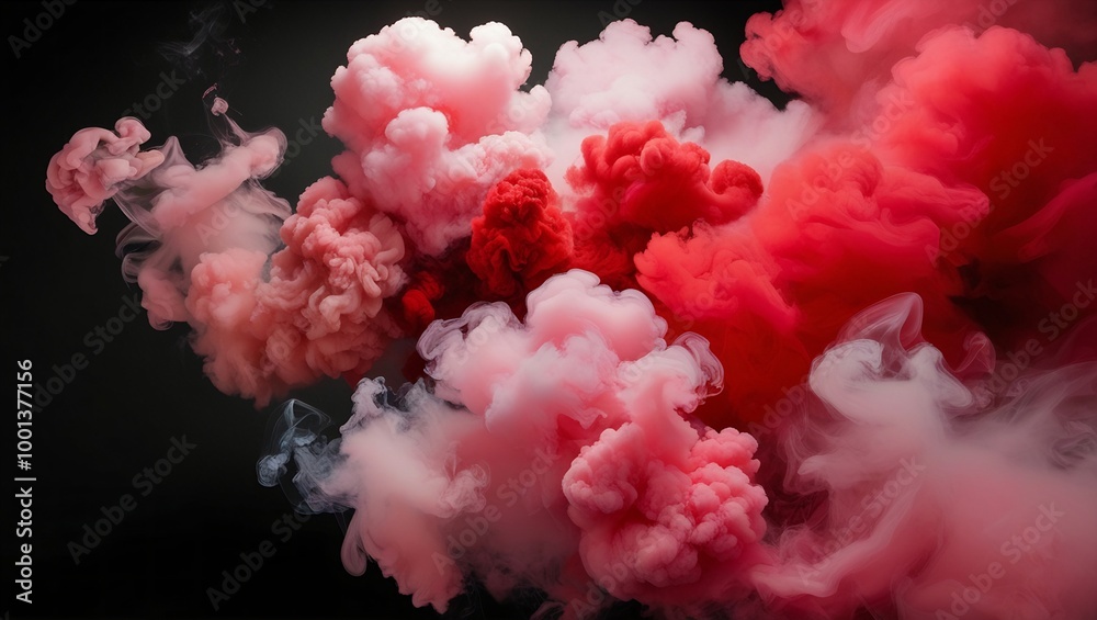High-Resolution Abstract Pink and Red Smoke Clouds on Black Background High-Resolution Abstract Pink and Red Smoke Clouds on Black Background