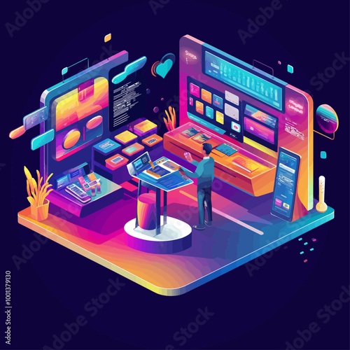 Isometric Smartwatch Interactive Product Display