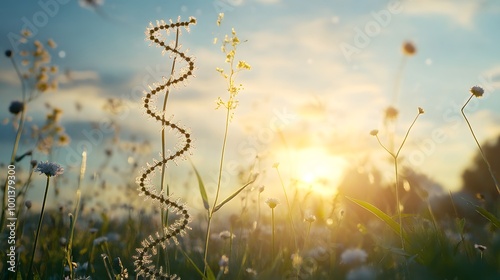 Sunrise Over a Field of Delicate Flowers