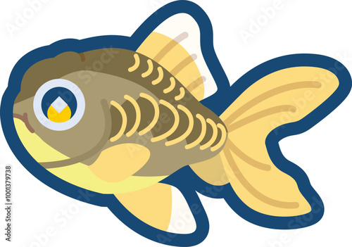 かわいい金魚（ドラゴンスケールオランダ）のイラスト