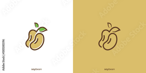 Soy Bean Logo. Natural Food and Drink, Soy Milk, Healthy Food Logo Icon, Symbol, Vector, Design Inspiration.