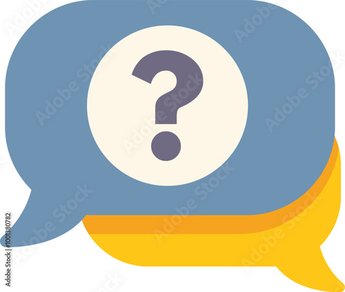Two overlapping speech bubbles displaying a question mark representing communication and asking questions