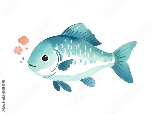 Watercolor Fish, cute little fish, fishes clipart, Nursery wall art, underwater theme, Ocean, sea animals, birthday undersea theme, white background