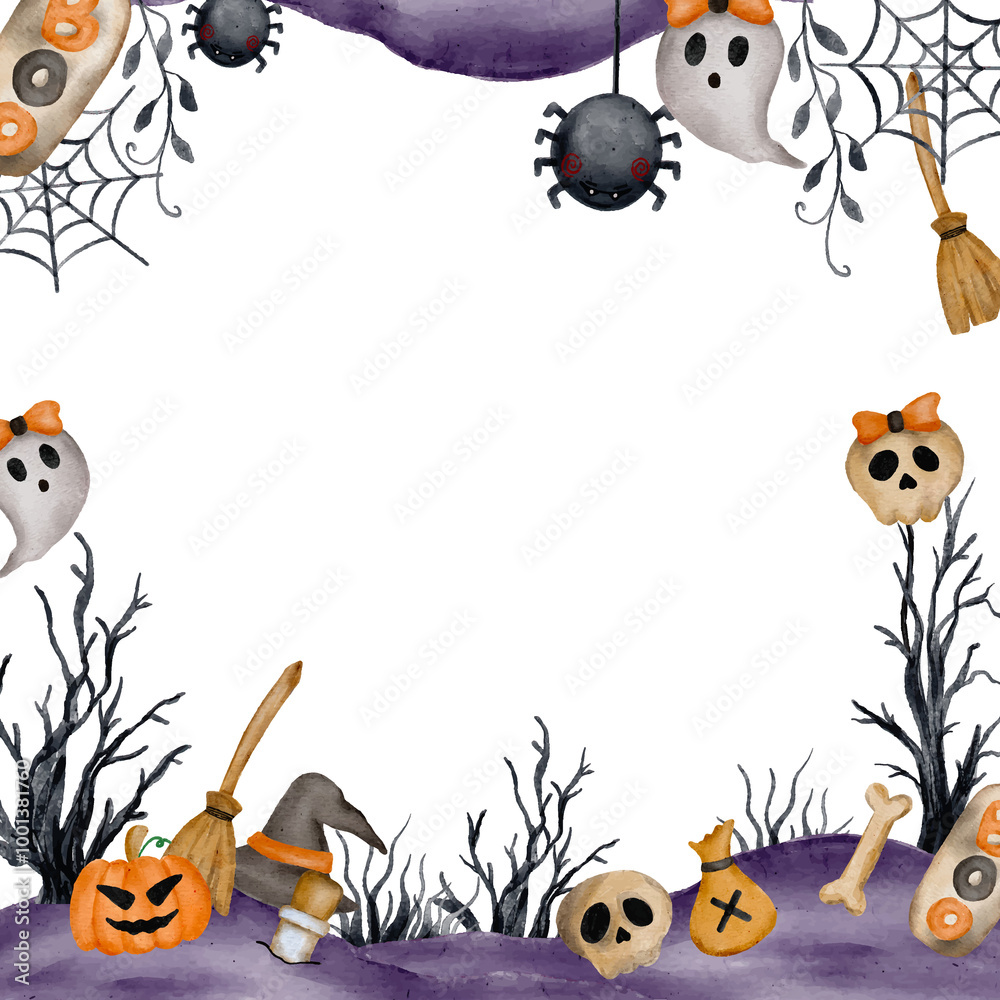watercolor halloween party frame background watercolor halloween party frame background