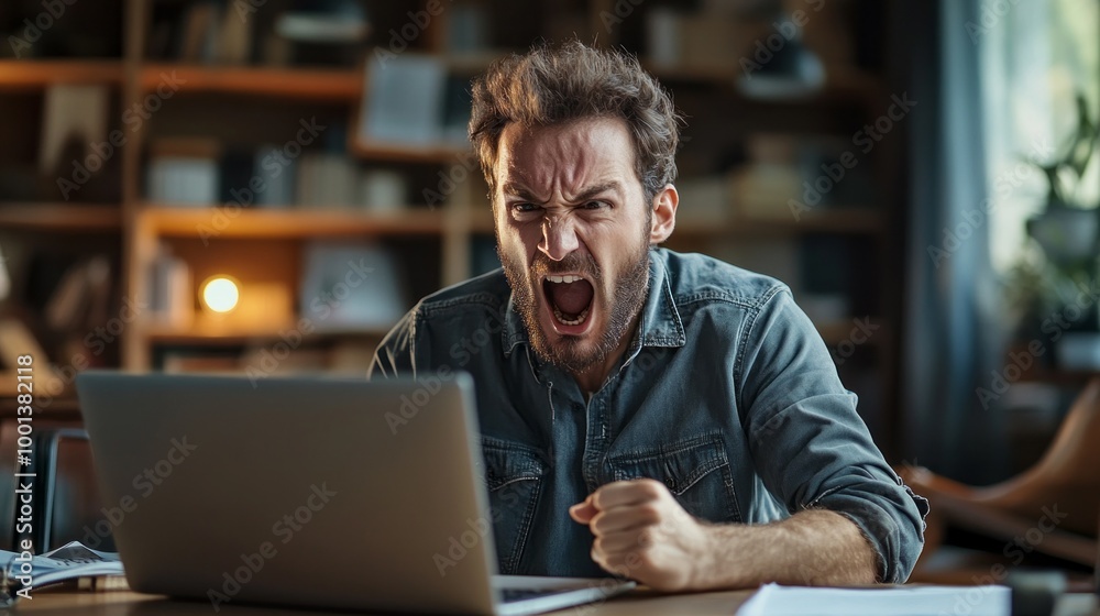 A man is sitting at a desk with a laptop in front of him A man is sitting at a desk with a laptop in front of him