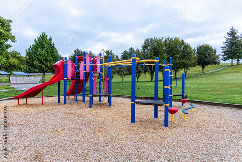Φωτογραφία Colorful Children's Playground with Slide and Climbing Structures in Mission, BC