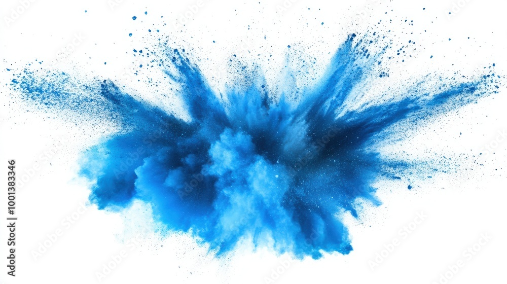 Bright blue explosion isolated on a clean white or transparent background. Abstract, high-energy design with vivid splashes and dramatic impact Bright blue explosion isolated on a clean white or transparent background. Abstract, high-energy design with vivid splashes and dramatic impact