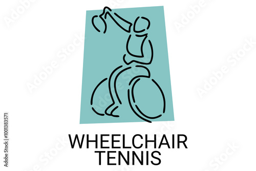 Wheelchair tennis sport vector line icon. sport pictogram, vector illustration.