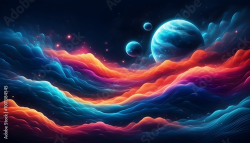 Vibrant planetary waves reflecting the dynamic essence of space in a captivating celestial scene