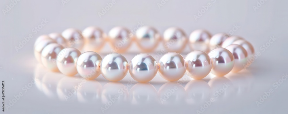 Elegant pearl bracelet, white background, luxury jewelry Elegant pearl bracelet, white background, luxury jewelry