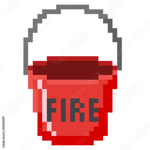 Fire Safety Bucket Pixel Art