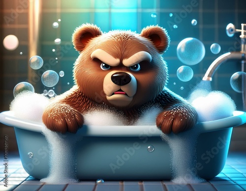 Cute Cartoon Grumpy Angry B...