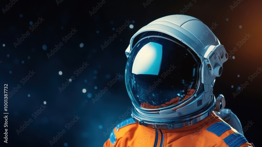 Astronaut Helmet Close up with Space Background Astronaut Helmet Close up with Space Background