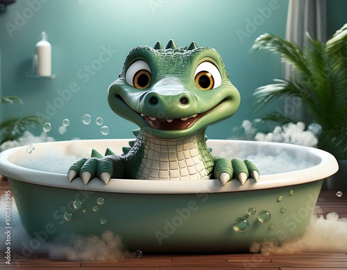 Cute Cartoon Aligator Takin...