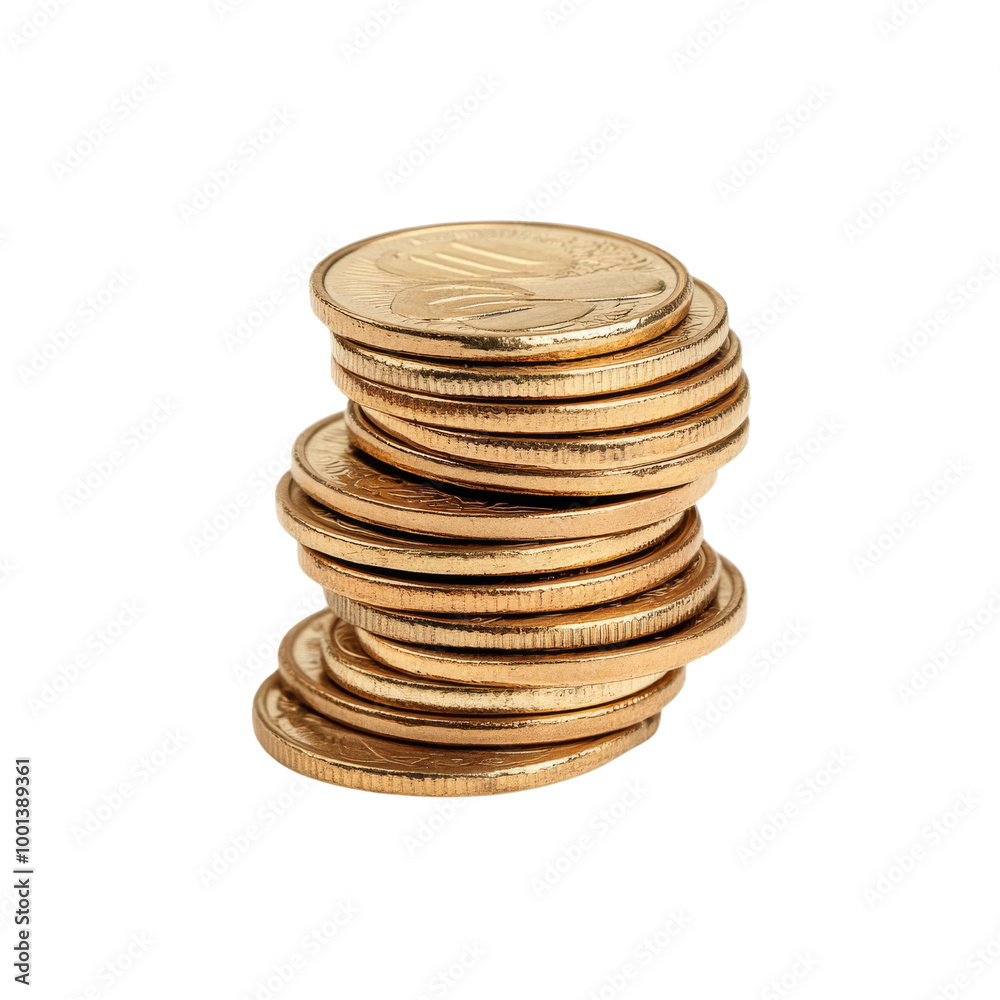 A stack of gold coins on a white background. on transparent background png A stack of gold coins on a white background. on transparent background png