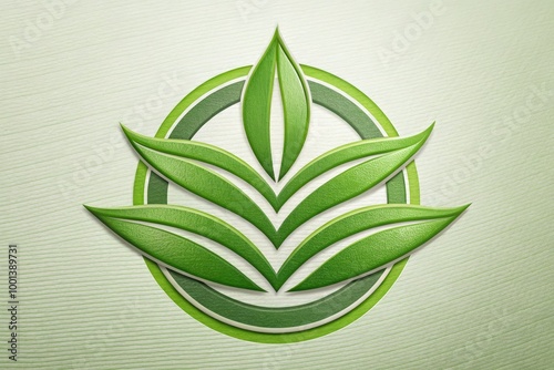 A stylized, modern green leaf emblem with bold, curved lines and a subtle texture, conveying a sense of natural, earthy sophistication and subtle rebelliousness. photo