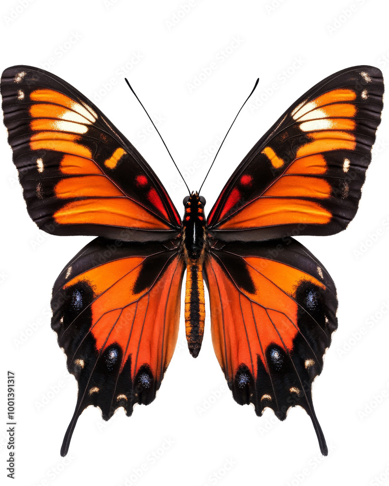 Fototapeta premium A large orange butterfly with black markings on its wings. on transparent background png