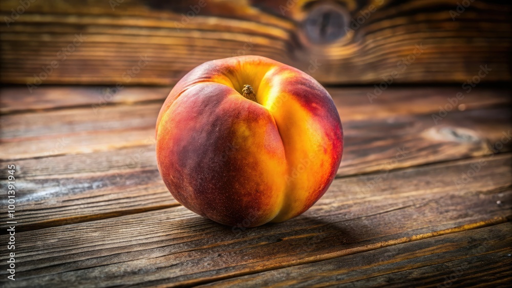 A vibrant, juicy peach with subtle bruises and realistic texture, set against a rustic wooden background, evoking a sense of summertime nostalgia and warmth. A vibrant, juicy peach with subtle bruises and realistic texture, set against a rustic wooden background, evoking a sense of summertime nostalgia and warmth.