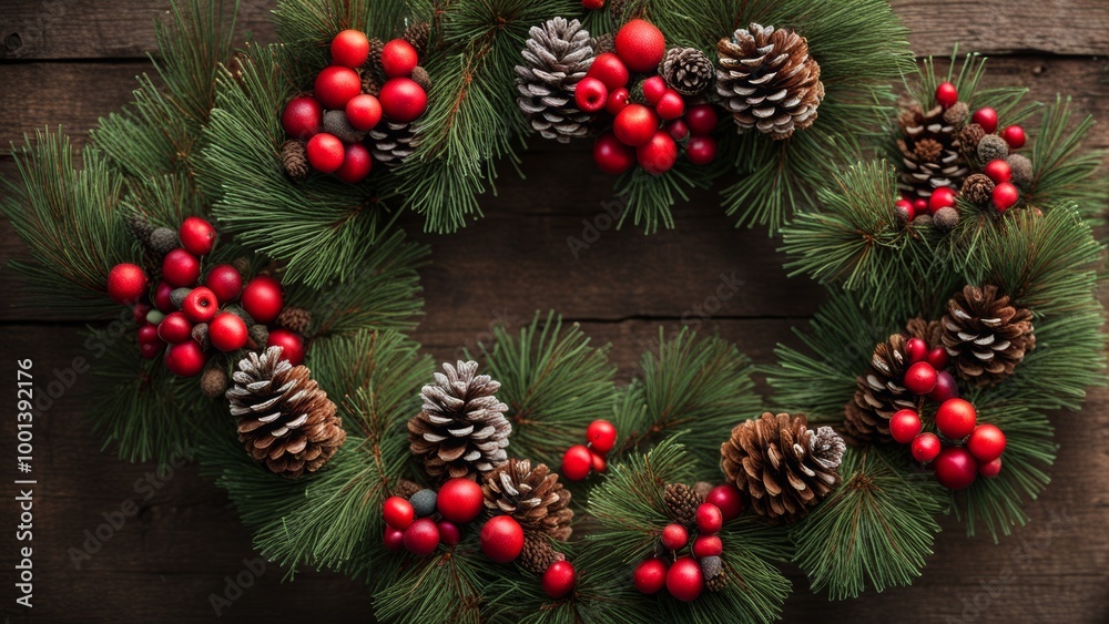 christmas wreath on wooden background christmas wreath on wooden background